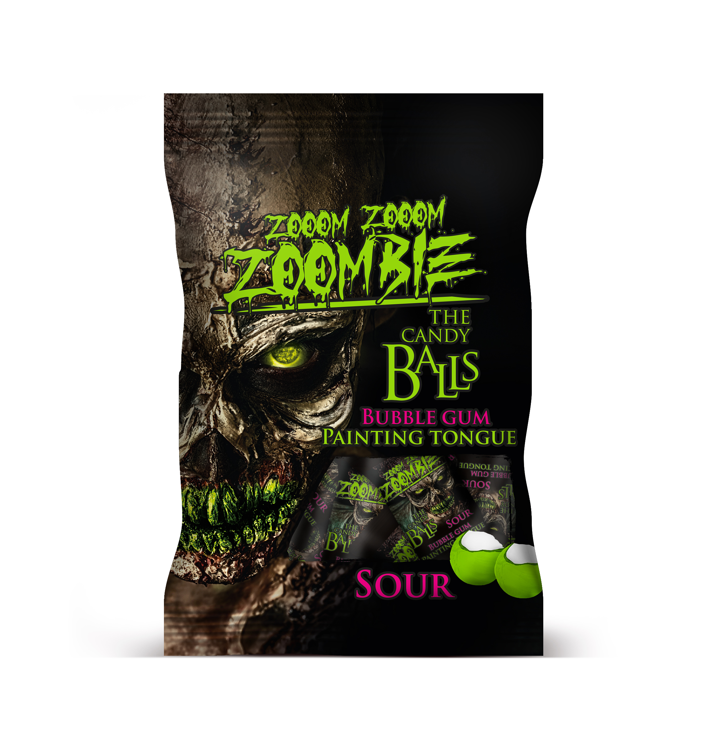 Halloween Cukierki Barwiące Język O Smaku Tropikalnym Z Gumą Balonową 300G