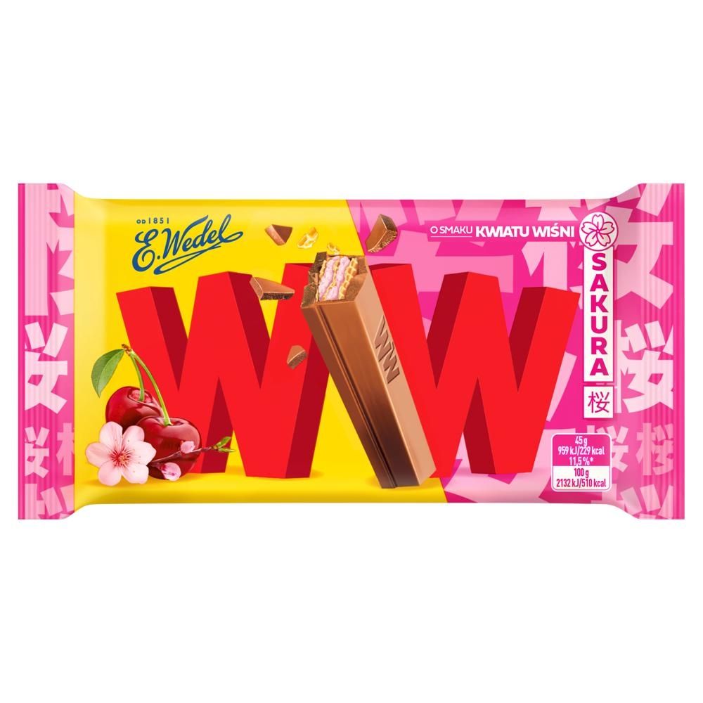 E. Wedel WW Mleczna czekolada & krem o smaku kwiatu wiśni sakura 45 g