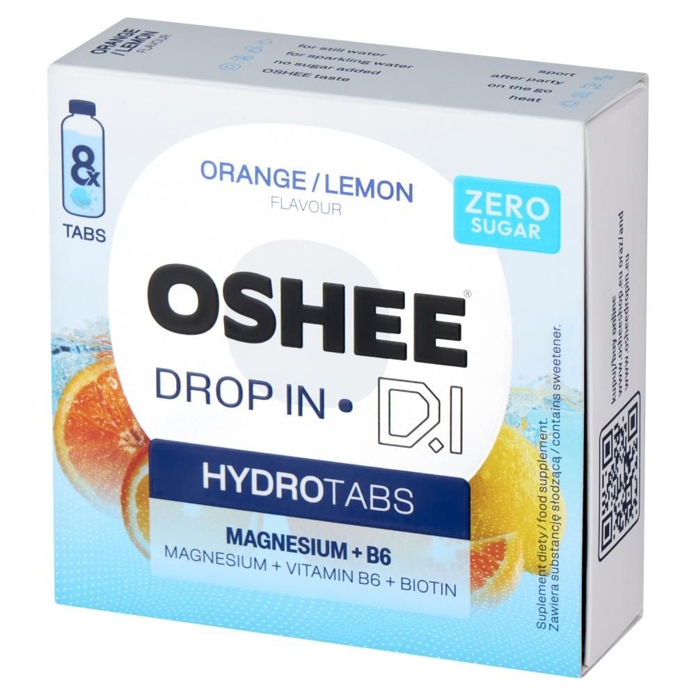 Oshee Drop In HydroTabs Tabletki musujące o smaku pomarańczowym-cytrynowym 8 sztuk