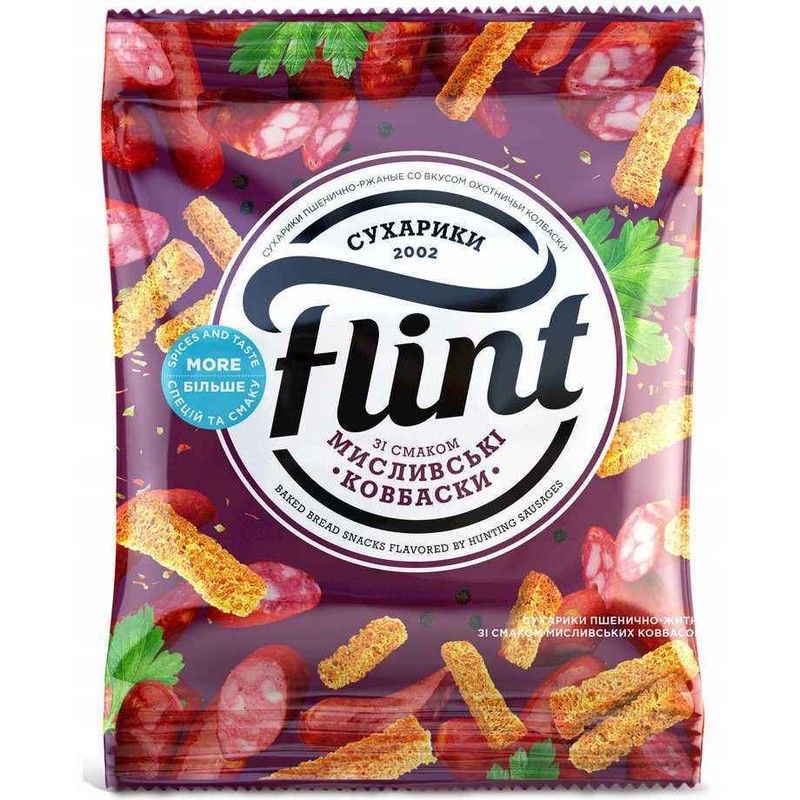 Sucharki o smaku kiełbasy myśliwskiej Flint 70 g