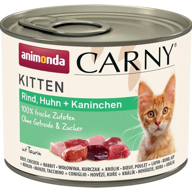 Karma mokra dla kociąt z wołowiną, kurczakiem i królikiem Animonda 200 g