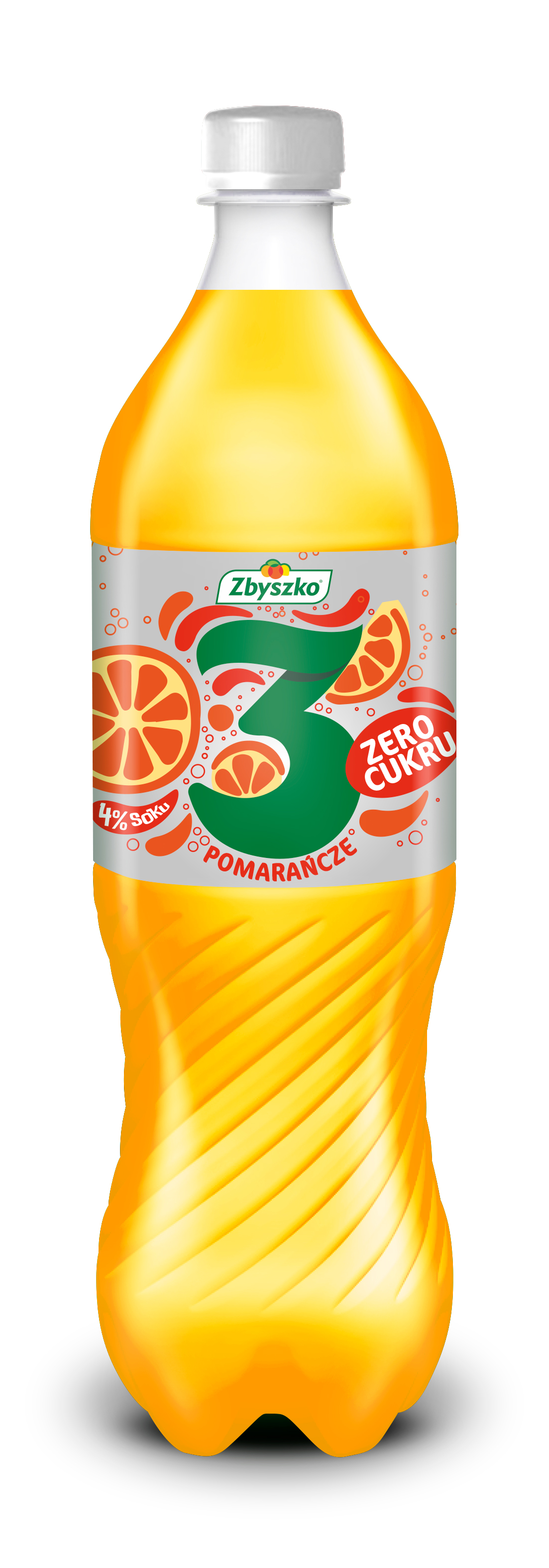 Zbyszko 3 Owoce, Napój Gazowany O Smaku Pomarańczowym 1L Zero Cukru, Pasteryzowany, Nieposiadający Wartości Energetycznej. ( Kaucja )