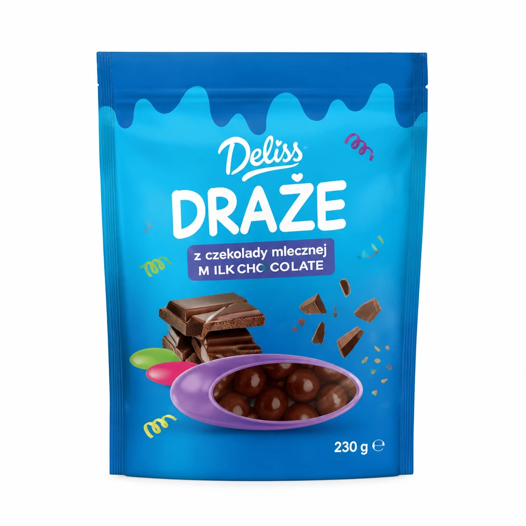 Draże z czekolady mlecznej Deliss 230g