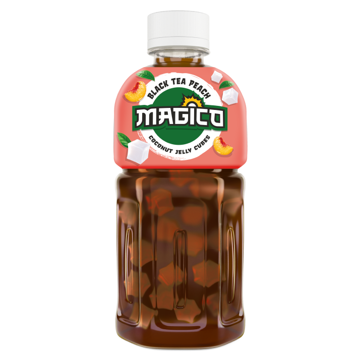 Napój z czarnej herbaty i brzoskwini z nata de coco