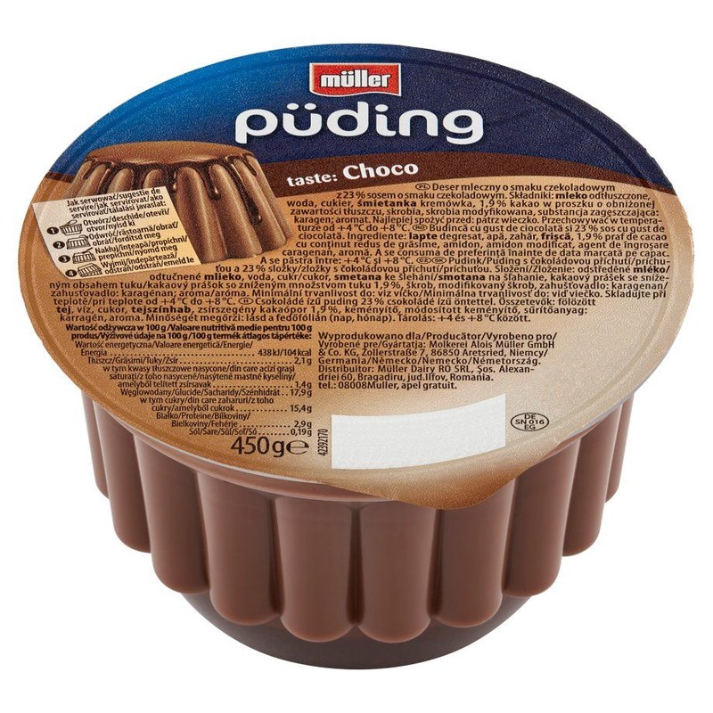 Puding czekoladowy z sosem czekoladowym Müller 450 g