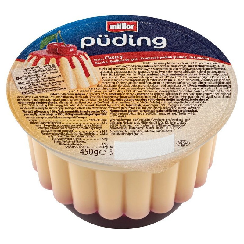 Puding waniliowy z sosem wiśniowym Müller 450 g