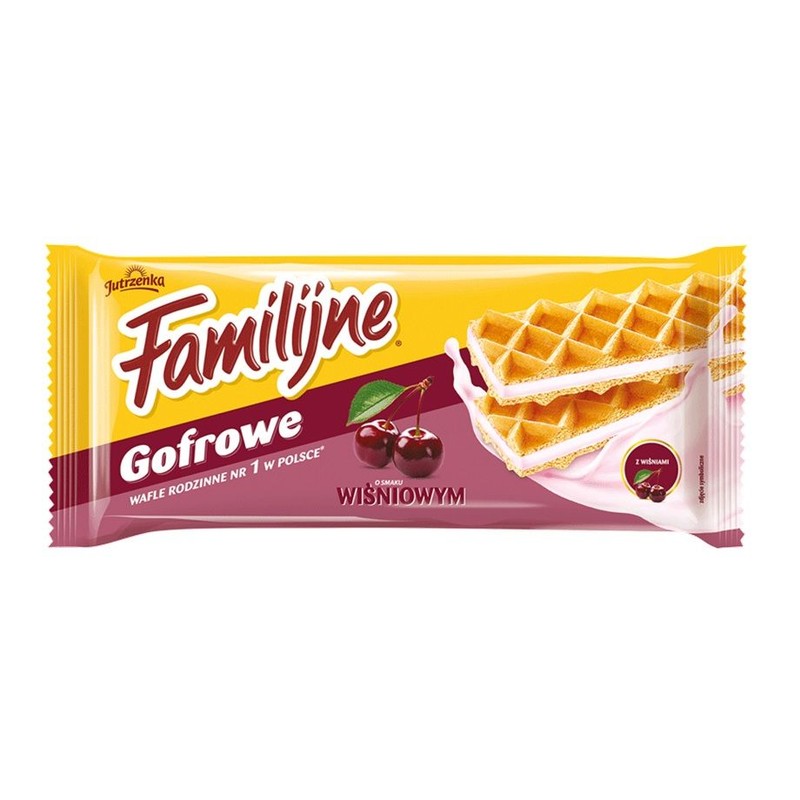 Wafle Familijne Gofrowe o smaku wiśnioym Jutrzenka 140 g