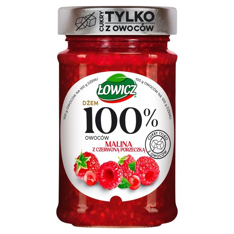 Dżem z malin o obniżonej zawartości cukrów Łowicz 210 g