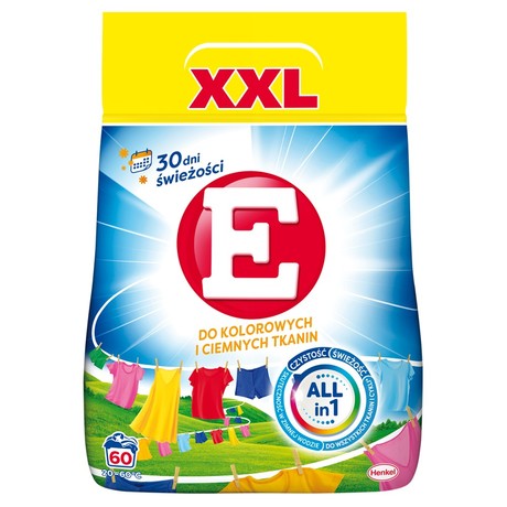 E XXL Proszek do prania kolorowych i ciemnych tkanin 3,0 kg (60 prań)