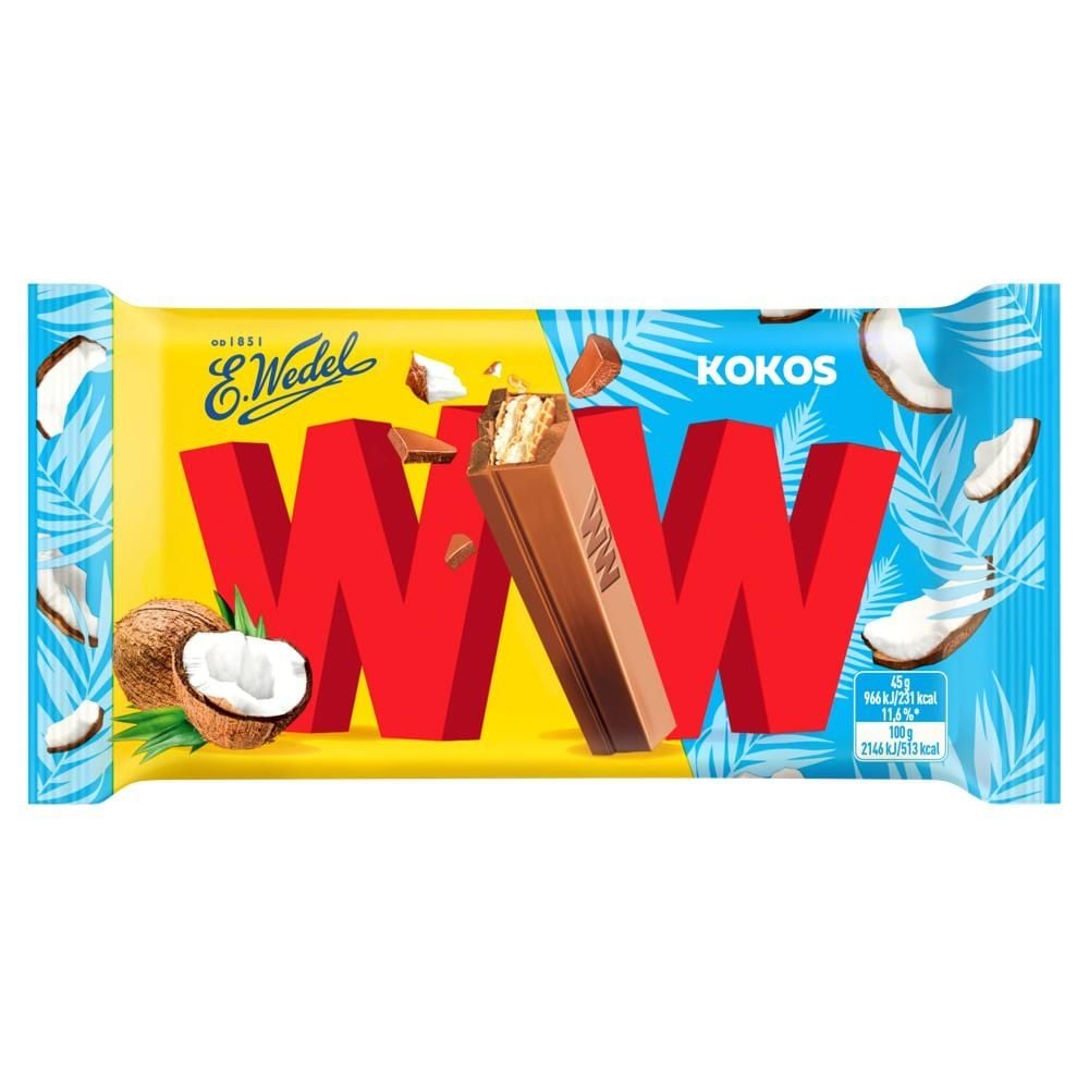 E. Wedel WW Mleczna czekolada & krem kokosowy 45 g