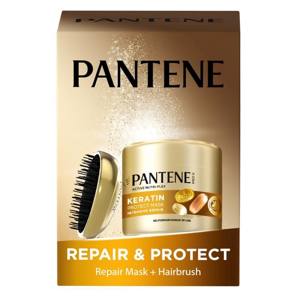 Zestaw Pantene Pro-V Intensive Repair Keratin Protect Maska 300 ml i szczotka do włosów
