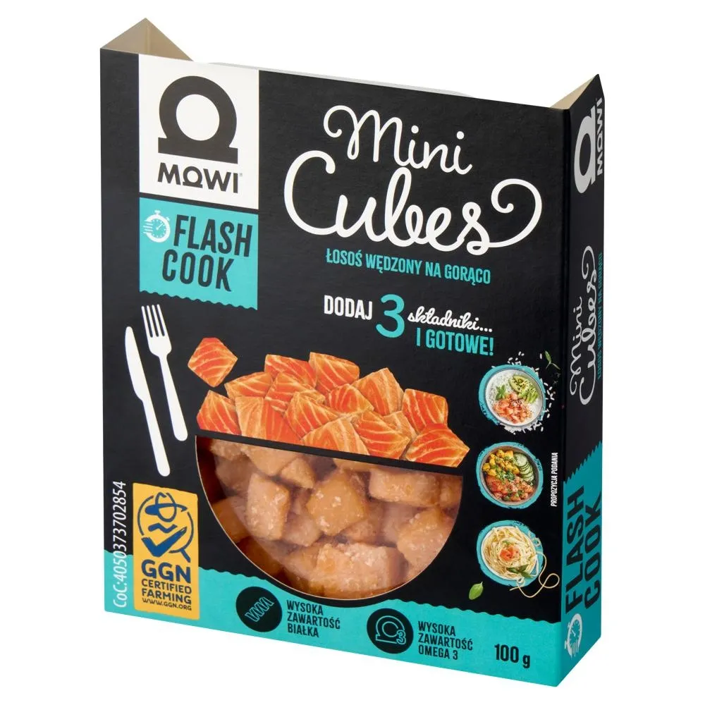 Mowi Flash Cook Kostki z łososia wędzone na gorąco 100 g