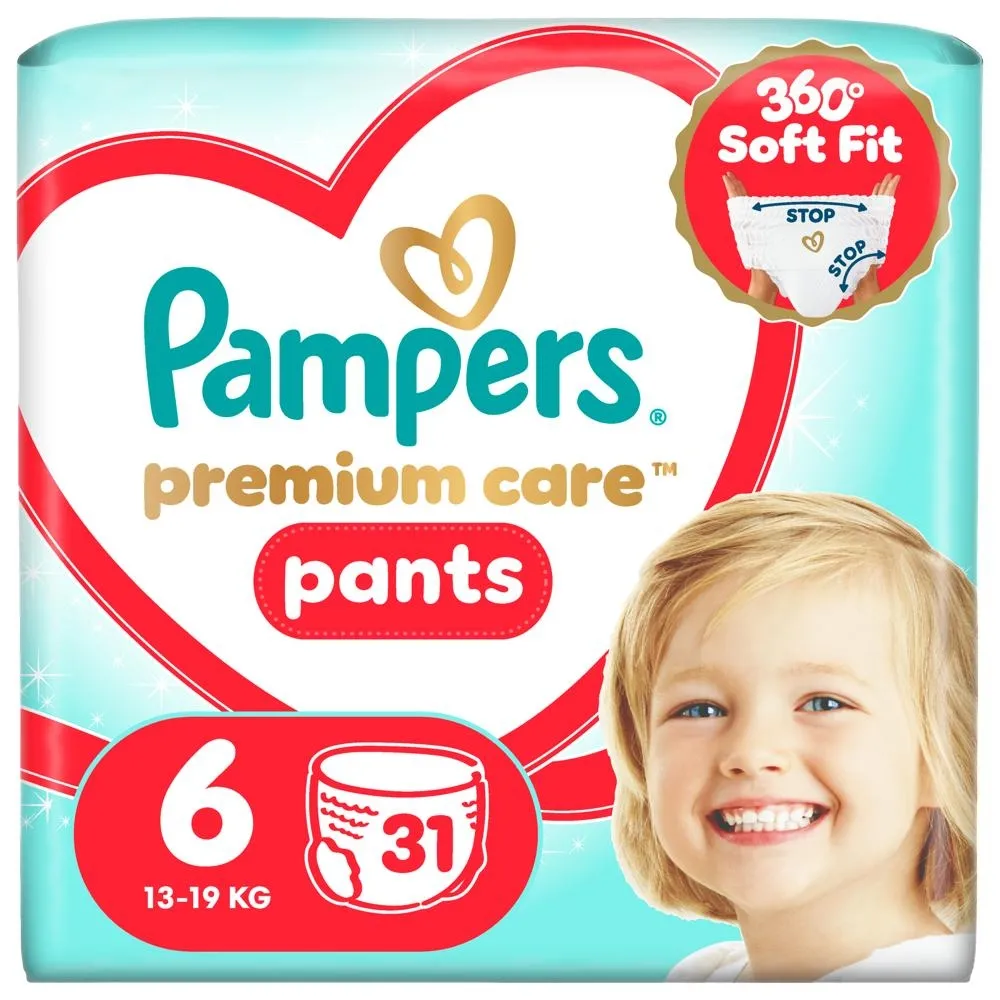 Pampers Premium Care Pieluchomajtki Rozmiar 6, 31 szt., 13kg-19kg