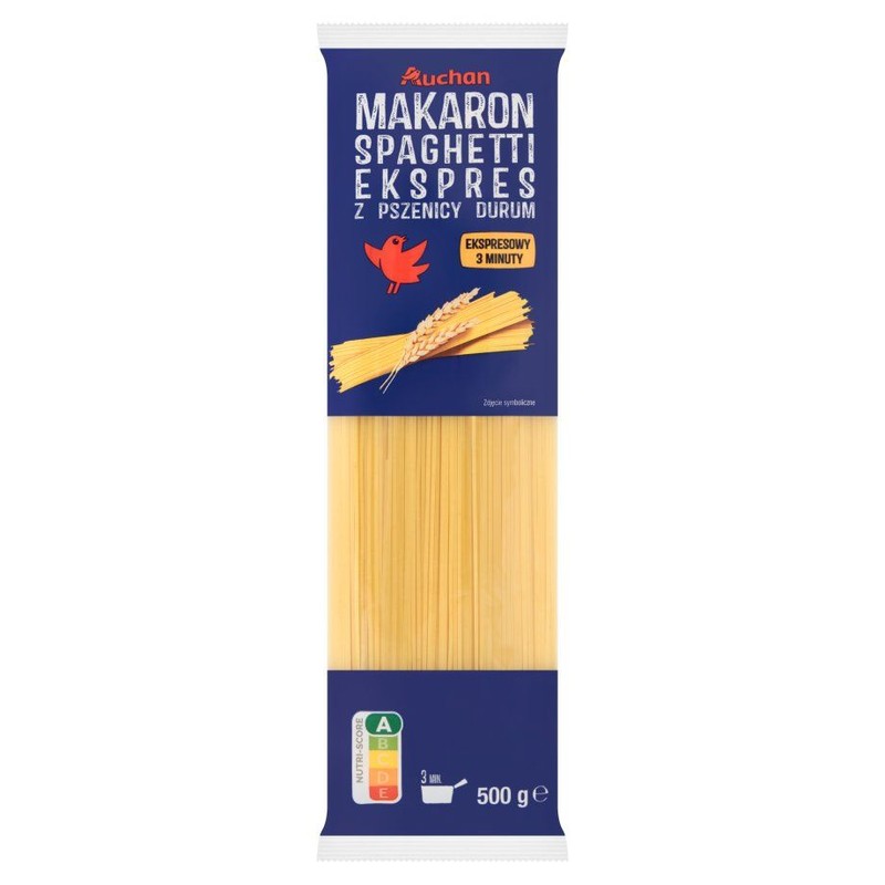 Makaron spaghetti ekspres z pszenicy durum Auchan 500 g