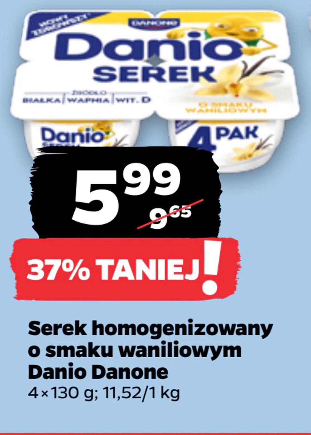 Serek homogenizowany o smaku waniliowym Danio Danone