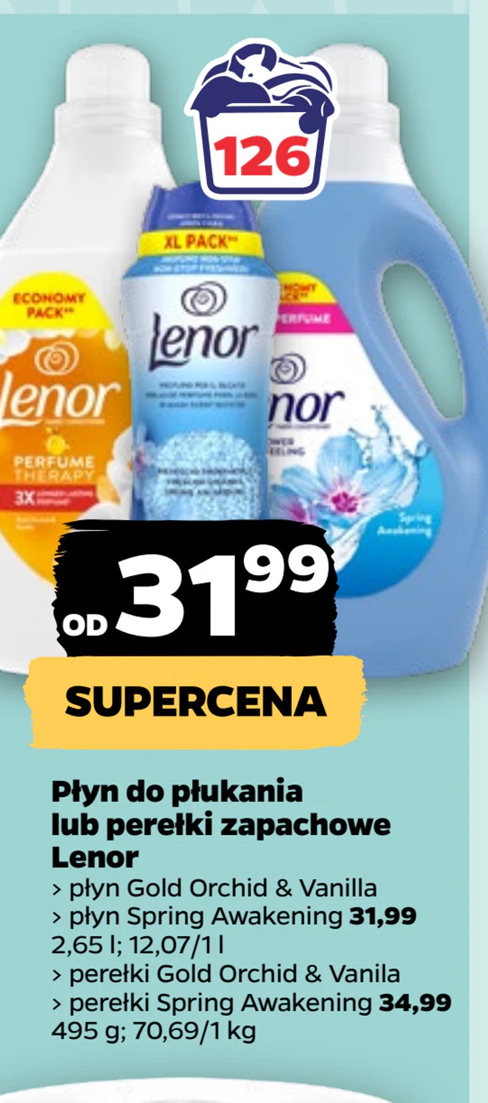 Płyn do płukania lub perełki zapachowe Lenor