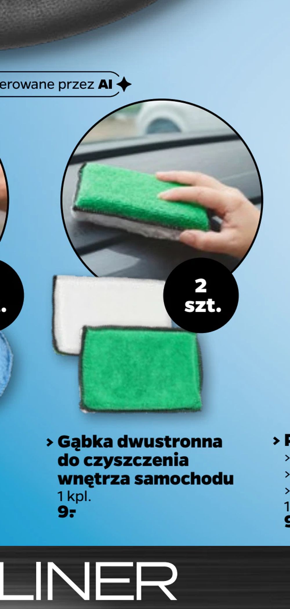 Gąbka dwustronna do czyszczenia wnętrza samochodu