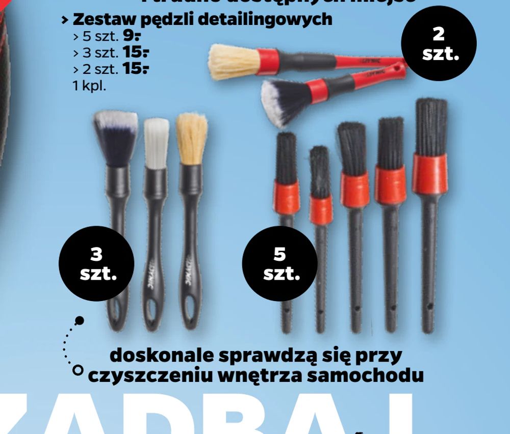 Zestaw pędzli detailingowych