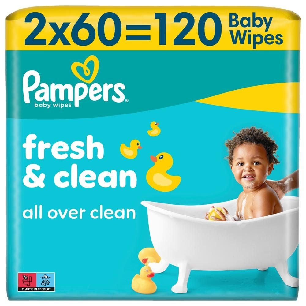 Pampers Fresh Clean Chusteczki Nawilżane Dla Dzieci, 2 Opakowania po 80 Chusteczek szt